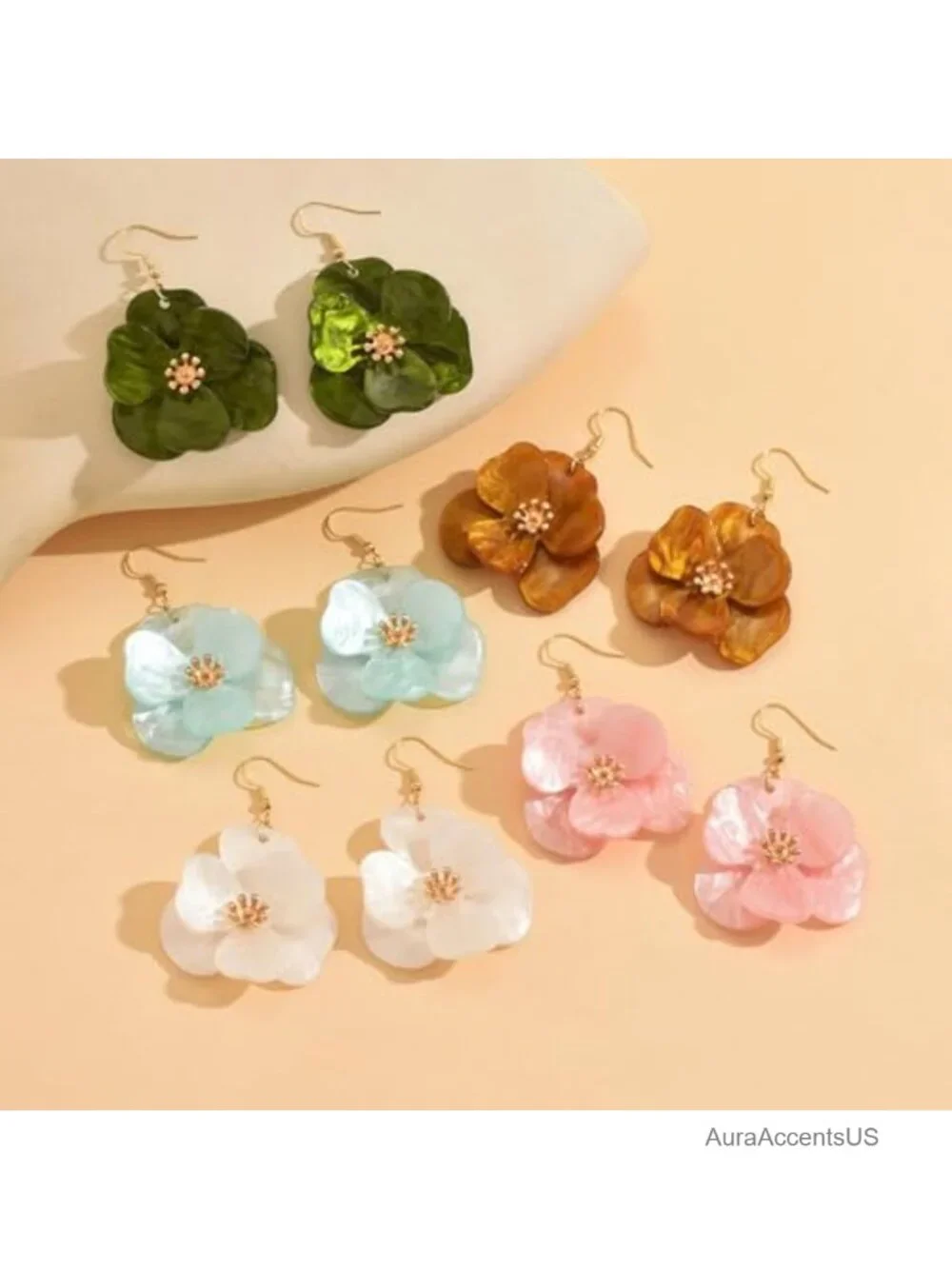 Boho Acrylic Floral Drop Dangle Statement Earrings Women's Wedding Jewelry